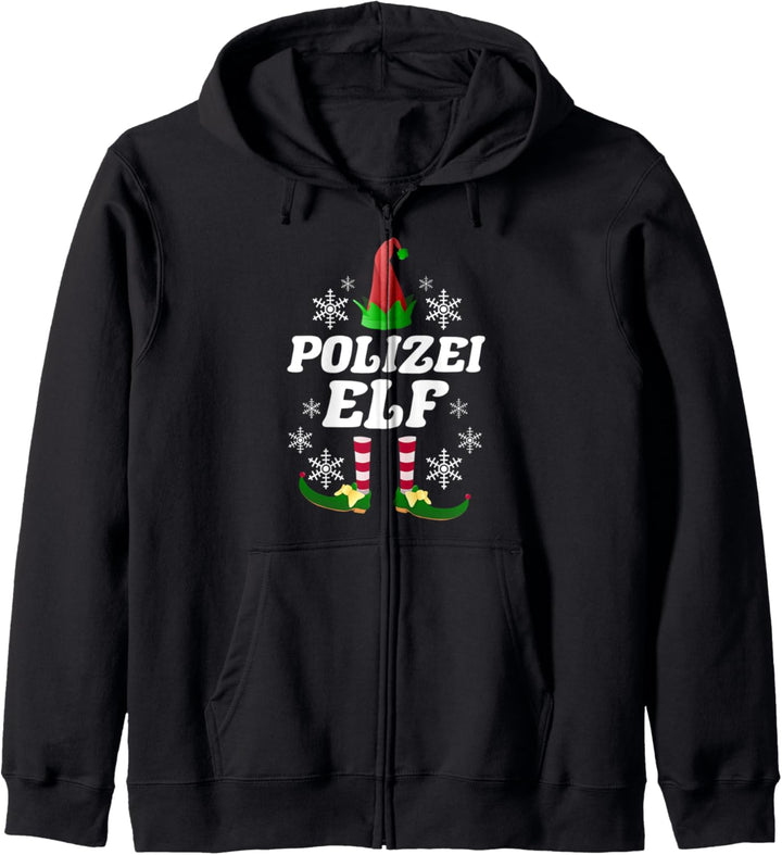 Polizei Elf Elfen Partnerlook Weihnachten Weihnachtself Kapuzenjacke