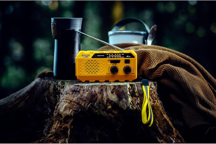 Adler AD1197 Kurbelradio Tragbares Solar mit Kurbel Ladegerät, AM/FM Radio mit Handy USB C Anschluss