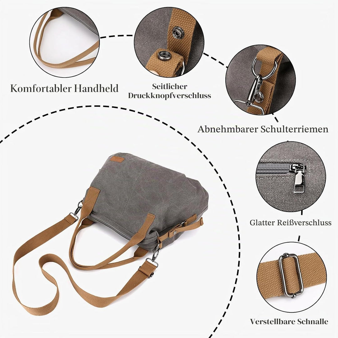 CORIOS Damen Canvas Schultertasche Grosse Kapazität Umhängetasche Casual Handtasche Leichtgewicht To
