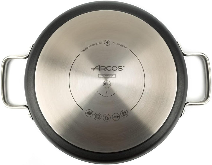 Arcos Serie Samoa | Antihaft-Kasserolle 28 cm und 4,3 L | Geschmiedetes Aluminium | Geeignet für jed