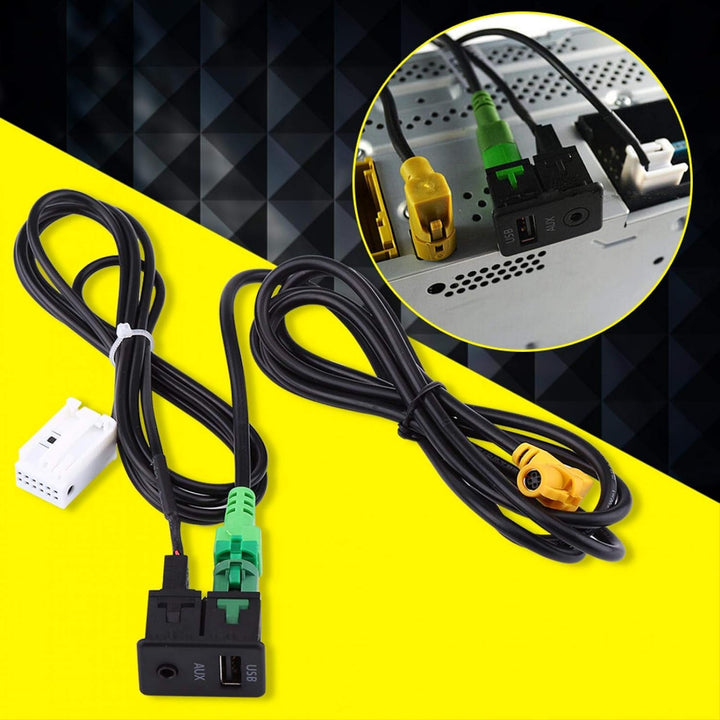 Qiilu Auto USB AUX Schalter Steckdose Kabelbaum Kabel Adapter für BMW 3er 5er E87 E90 E91 E92 X5 X6