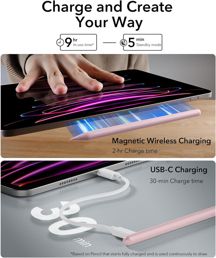 ESR Stylus Stift für iPad, magnetischer Pencil 2. Generation zum kabellosen Laden, mit Neigungsempfi