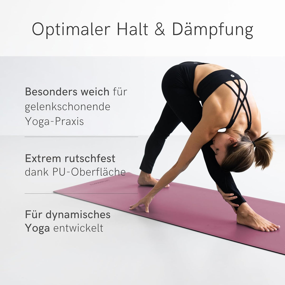 LOTUSCRAFTS® Yogamatte rutschfest, aus Naturkautschuk, universell einsetzbar als Yoga Matte, Sportma
