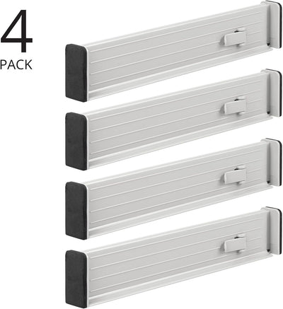 mDesign 4er-Set verstellbarer Schubladeneinsatz – praktischer Schubladen Organizer für Schrank und K