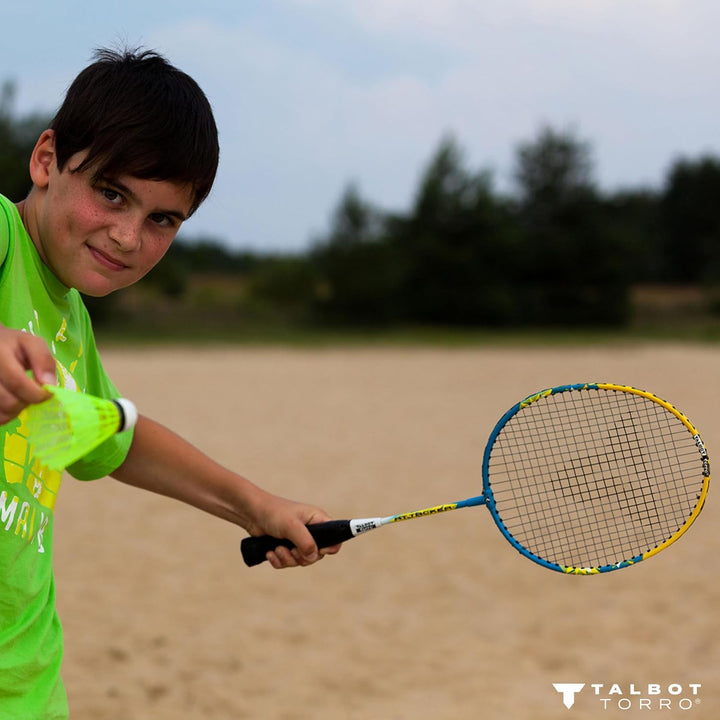 Talbot-Torro® Unisex Jugend Badminton Set 2-Attacker Junior, Hellblau-Weiss, OneSize Einheitsgrösse