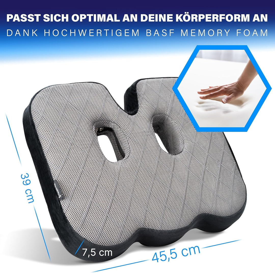 Orthopädisches Sitzkissen für Büro, Auto & Co.- Ergonomisches Sitzen aus Memory Foam mit entlastende