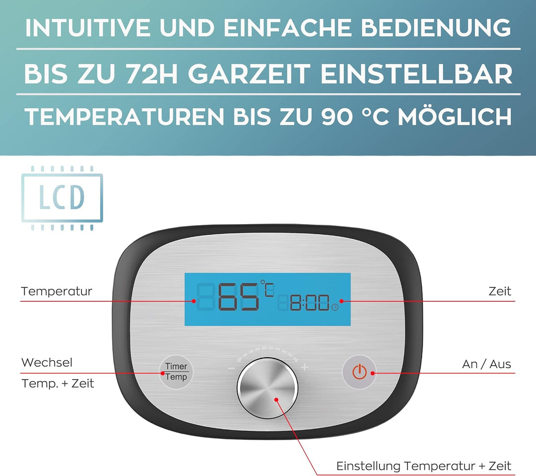 HEINRICHS Sous-Vide Garer für schonendes, gesundes und exaktes Garen der Speisen durch elektronische