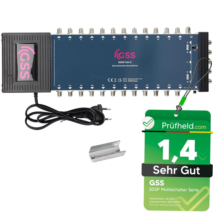 GSS 5/24 Multischalter 24 Teilnehmer - 1 Satellit inklusive Aufdrehhilfe - Quattro und Quad LNB geei