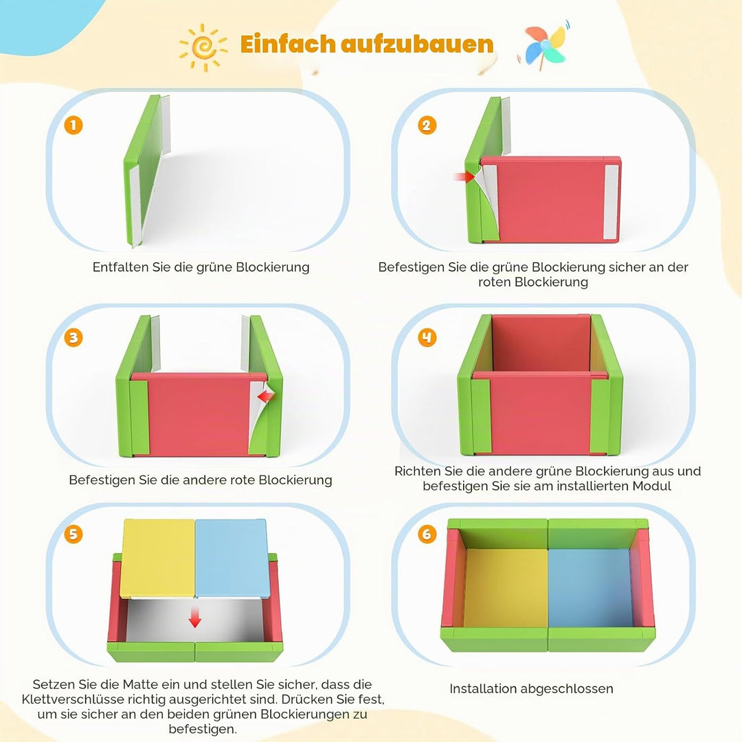 Schaumstoff Ballgrube, Weicher Spielbereich für Kleinkinder, Kombinierbar mit Kletterblöcken, Grün-R