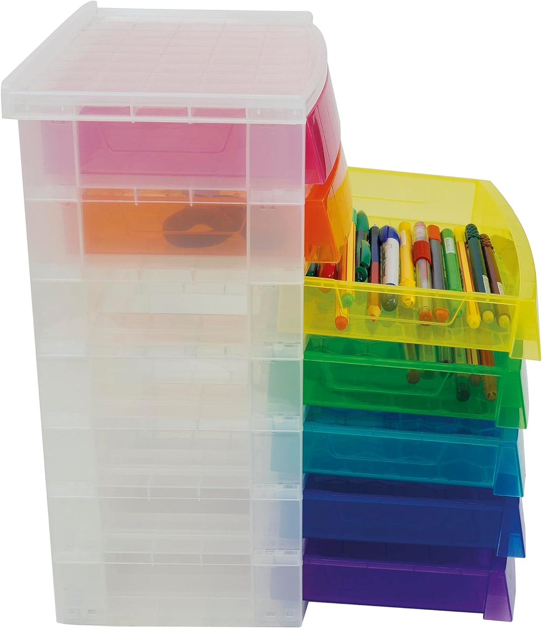 TimeTEX - Schubladen-Box Regenbogen | Schubladen-Box in 7 Farben, ideal für die Organisation und als
