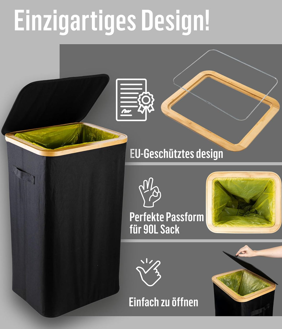 Deco haus® Gelber Sack Ständer 90L [Extra Tragetasche] - Gelber Sack Mülleimer - Stabiler Müllsackst