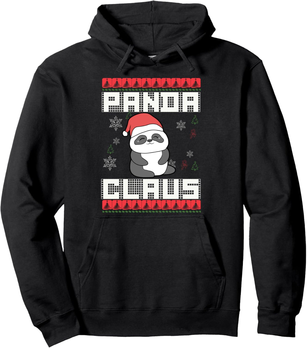 Panda Claus Wildtier Pandabär Schneeflocken Herz Weihnachten Pullover Hoodie