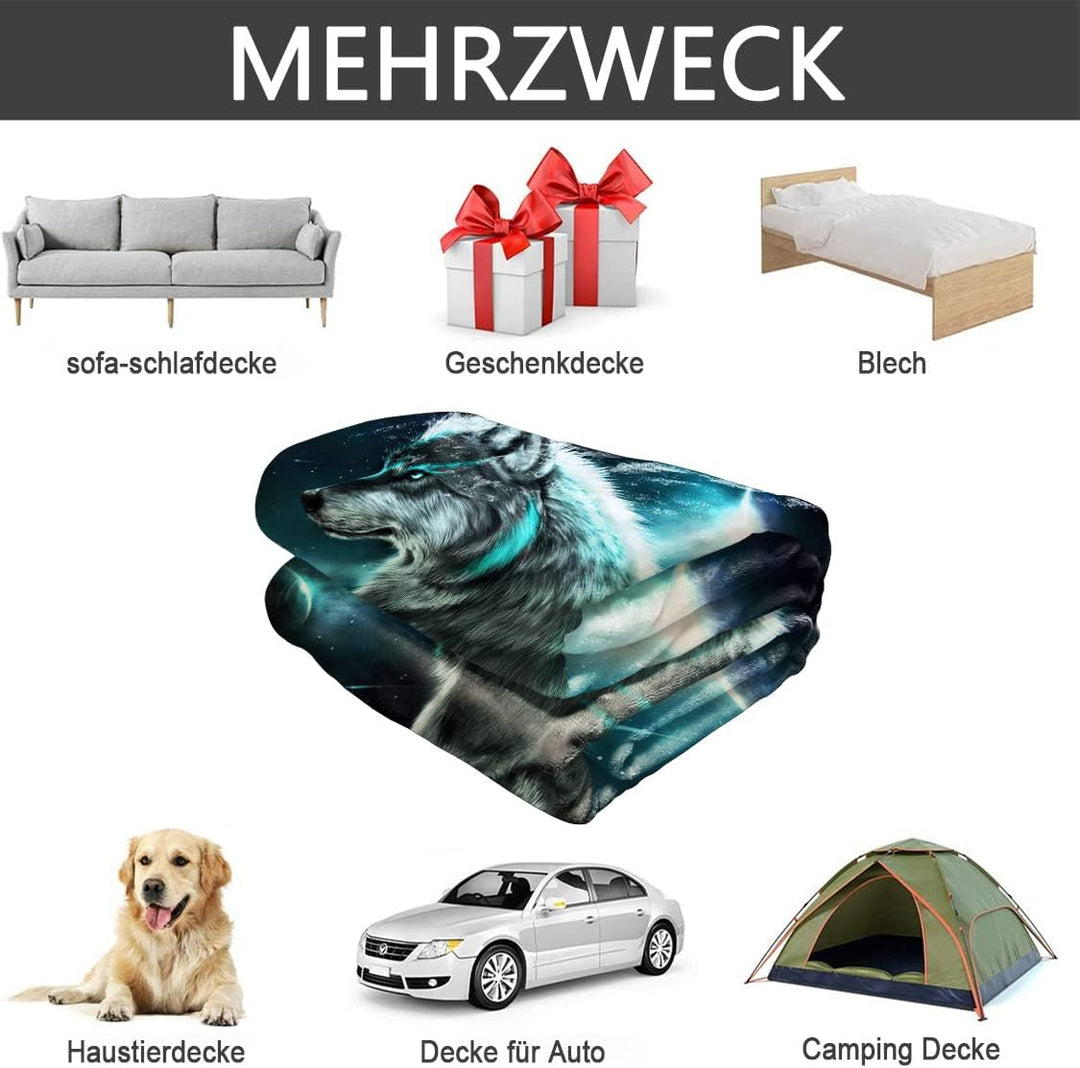 Violetpos 150 x 200 cm Flanell Decke Weich Fleecedecke Kuscheldecken SanftBettüberwurf Wolfslord Pop
