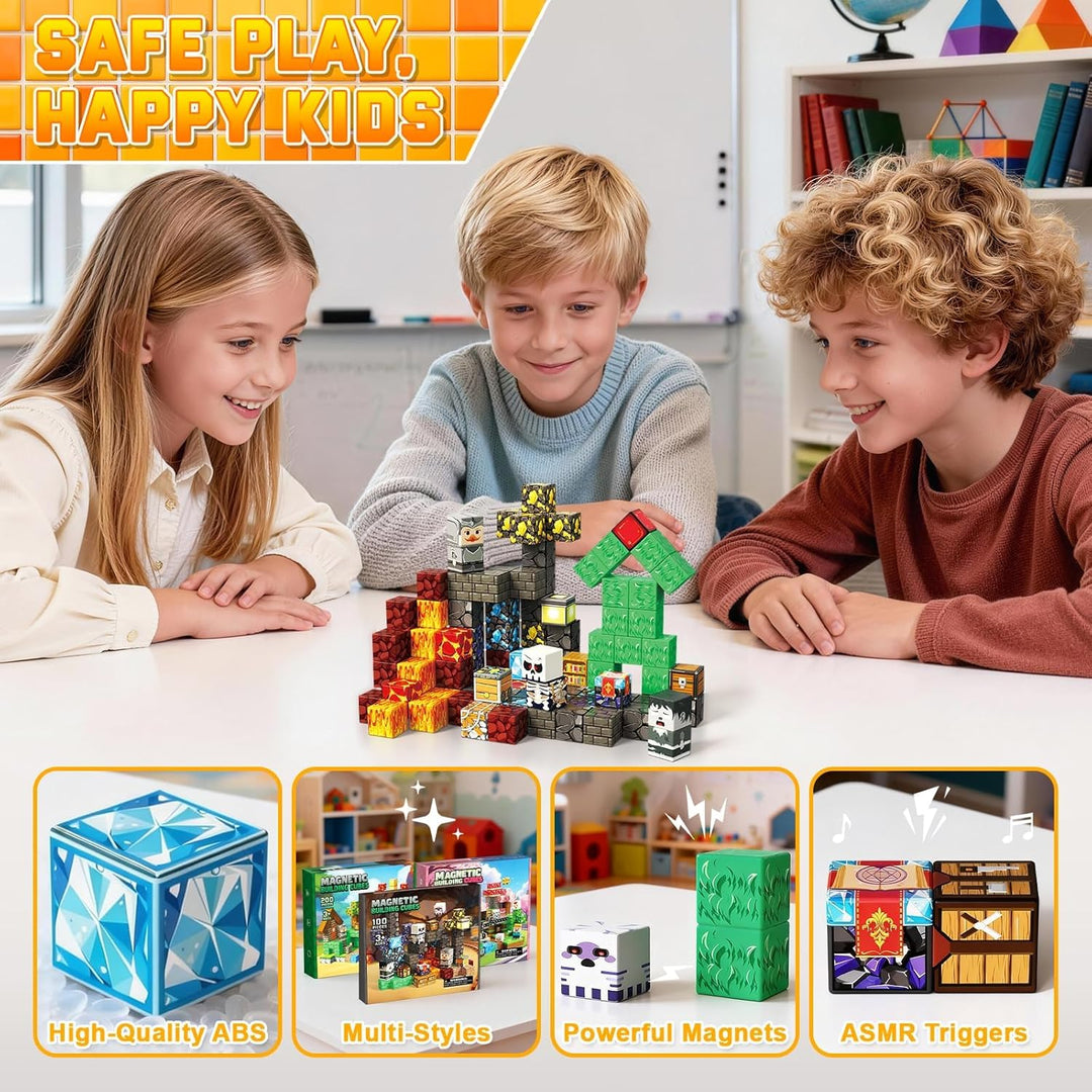 Magnetische Bausteine Bauspielzeug 100 Pcs Magnetbausteine für Kinder Montessori Kreative Spielzeug