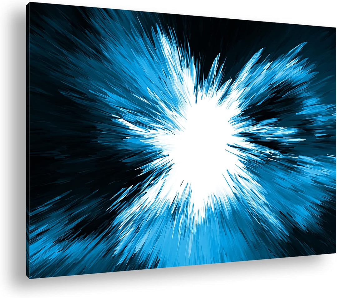 deyoli Farbenfrohe Explosion Format 80x60 Effekt: Monocrome Blau als Leinwandbild, Motiv fertig gera
