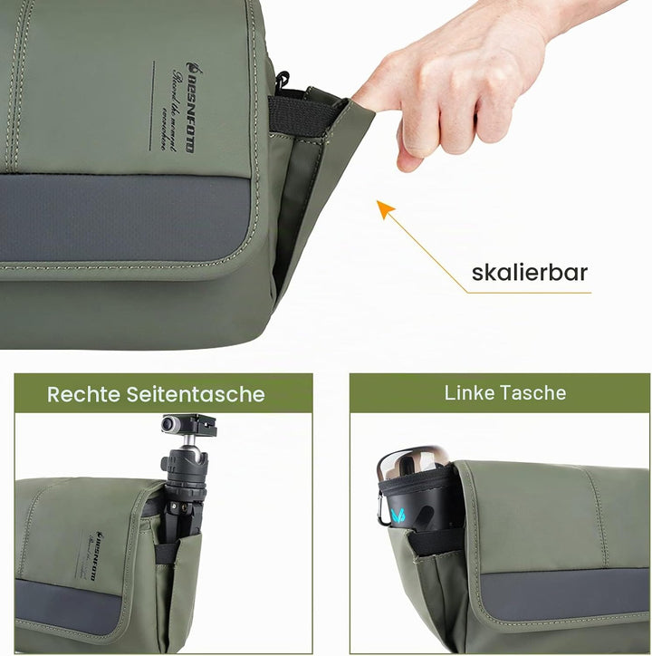 Besnfoto Kameratasche Kleine DSLR Kamera Umhängetasche für Fotografen wasserdichte Messenger Bag Cro
