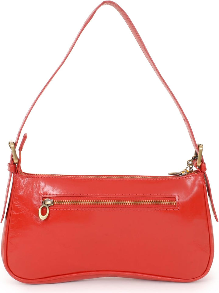 Catwalk Collection Handbags - Klein Damen Schultertasche - Henkeltasche - Leder mit Krokodilprägung