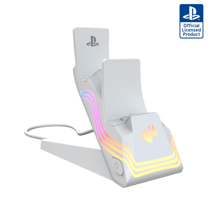 PDP PS5 Afterglow Wave DUAL Charger White, Afterglow