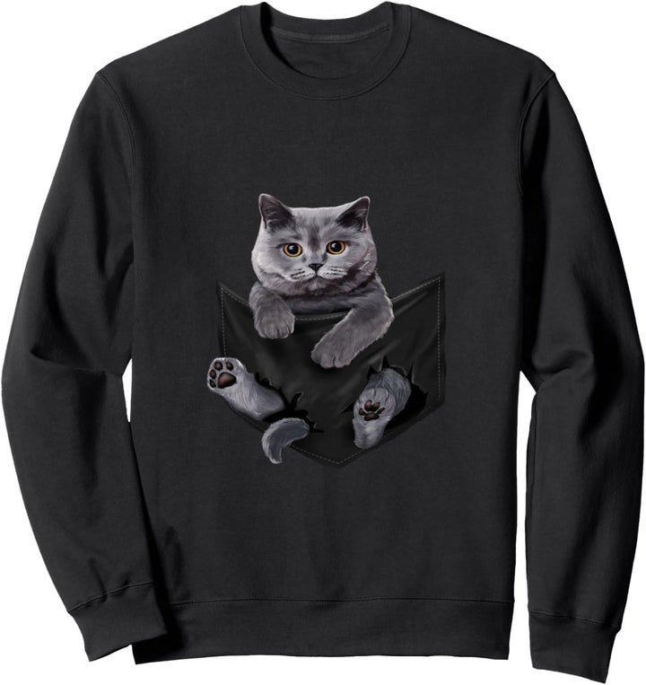 Cat Lovers British Shorthair In Pocket Funny Kitten Sweatshirt