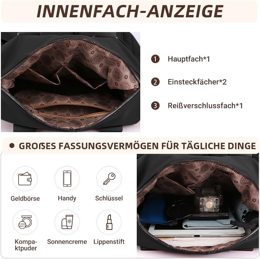 DIRRONA Elegant Damen Umhängetasche Gross Kapazität Handtasche Casual Reise Schultertasche Multi Tas