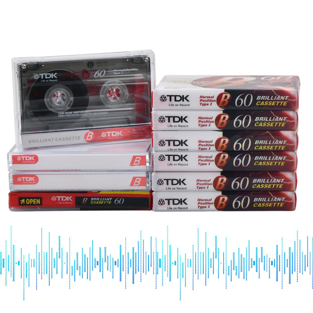Natuce 10 Stück Kassette,Audio-Kassetten geräuscharm,60-Minuten Low Noise Musikkassette,Transparente