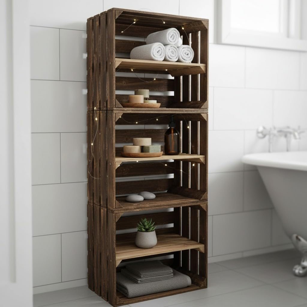 Alte geflammte Obstkisten/Holzkisten 50 x 40 x 30cm mit Zwischenboden LANG verarbeitet - Ideal für M