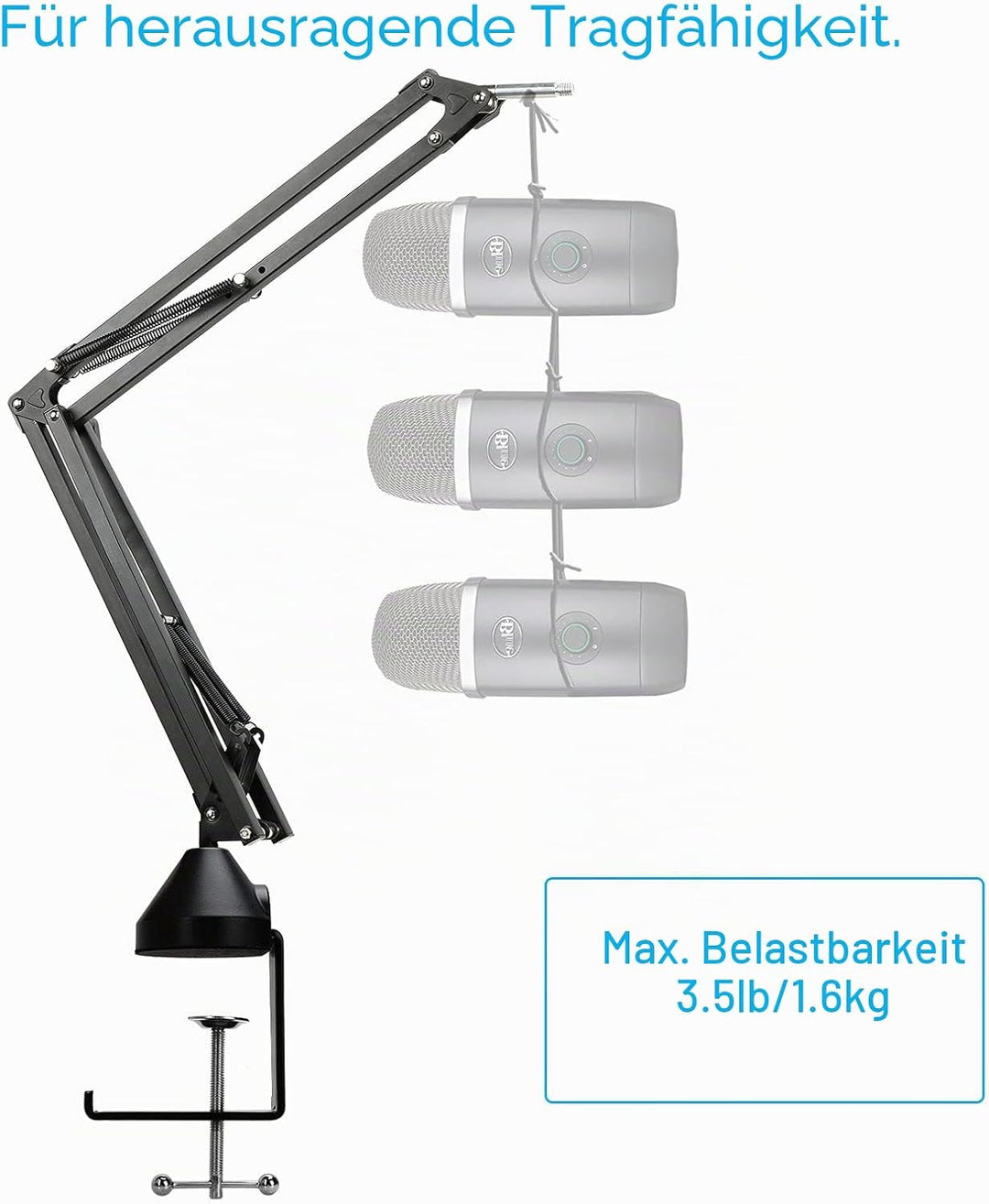 Blue Yeti X Mikrofonarm mit Popschutz - Professioneller Mikrofon Arm Ständer Kompatibel mit Blue Mic