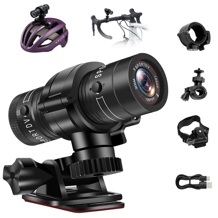 Action Cam, 1080P HD & 120° Weitwinkel Helmkamera, 1000mAh Hochleistungsakku & IP63 wasserdicht Acti