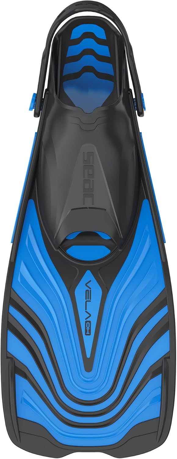 SEAC Vela Oh Kurze Flossen zum Schnorcheln und Schwimmen im Schwimmbad mit verstellbarem Riemen L-XL