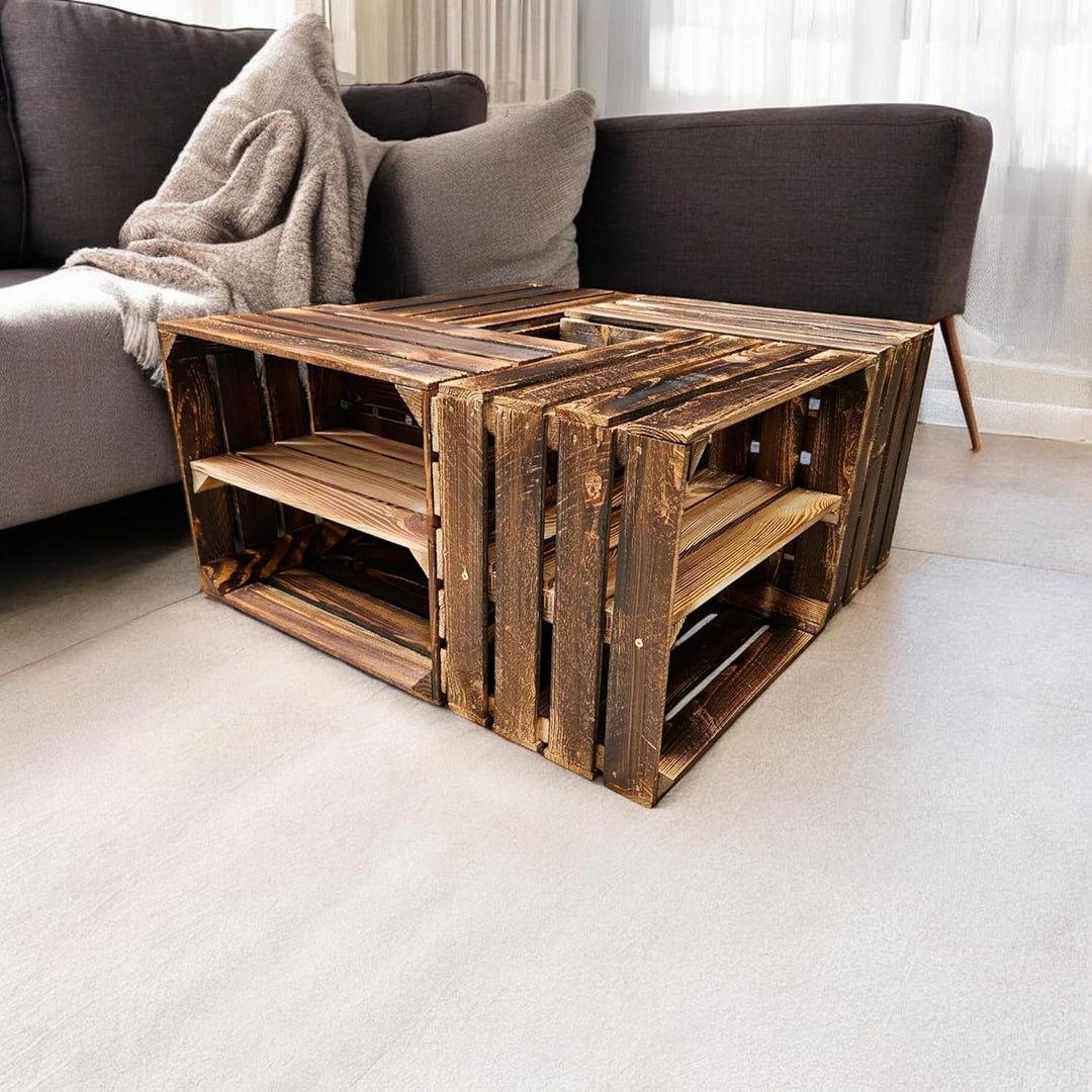 Alte geflammte Obstkisten/Holzkisten 50 x 40 x 30cm mit Zwischenboden LANG verarbeitet - Ideal für M