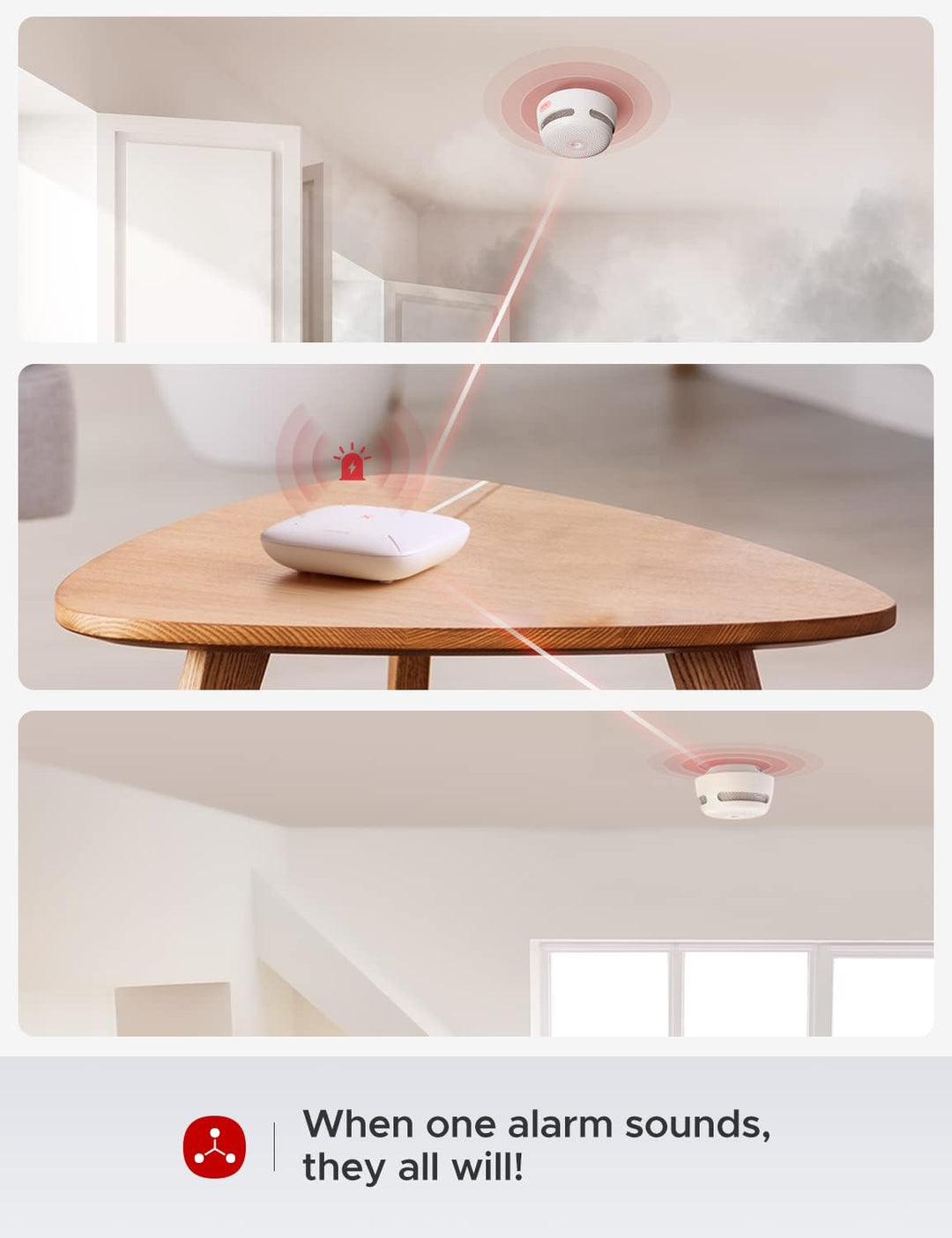 X-Sense Smart Rauchmelder XS01-M mit SBS50 Basisstation & REV Standard, Feuchtraumsteckdose, Aufputz