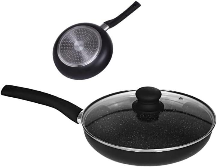KING HOFF Marmorbeschichtete Pfanne mit Deckel (24 cm), 24 cm