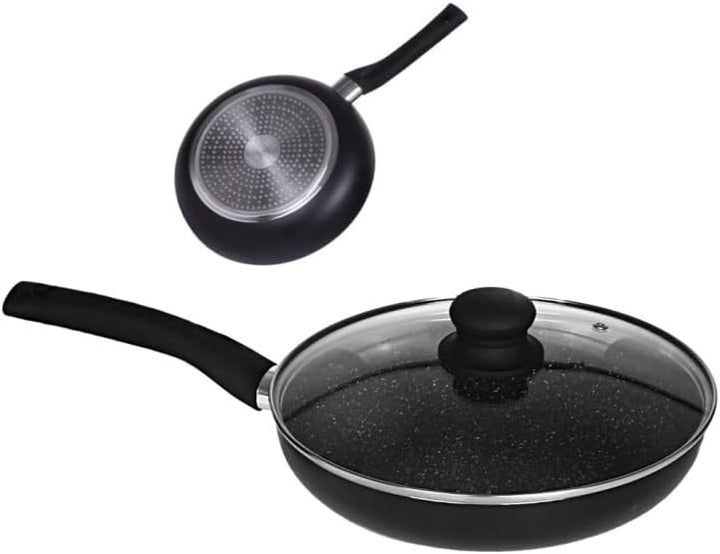 KING HOFF Marmorbeschichtete Pfanne mit Deckel (24 cm), 24 cm