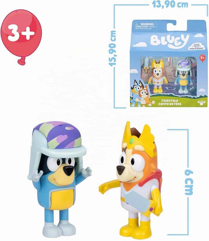 Bluey Packung mit 2 Figuren, bewegliche Figuren, Freunde, bereit für Abenteuer, Puppen der Kinderser