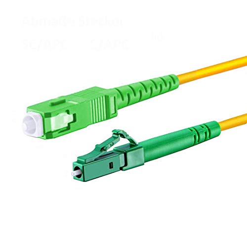 CONBIC® LWL Glasfaser-Kabel – 25m OS2 gelb, SC/APC auf LC/APC 8° Stecker, Simplex 9/125 Patchkabel –