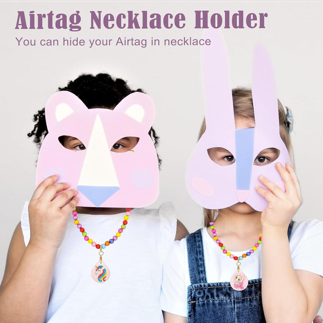 XEEWEN 2 Stück für Airtag-Halskettenhalter für Kinder, niedliches Kawaii-Perlen-Halskettenetui für M