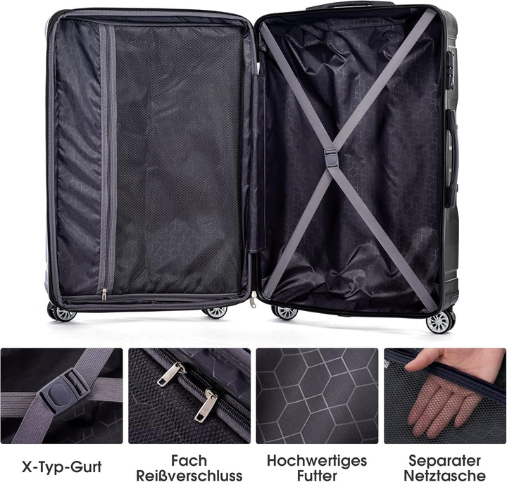 Merax Hartschalenkofferset Hartschalenkoffer Reisekoffer Set, Trolley Koffer mit TSA-Schloss und Uni