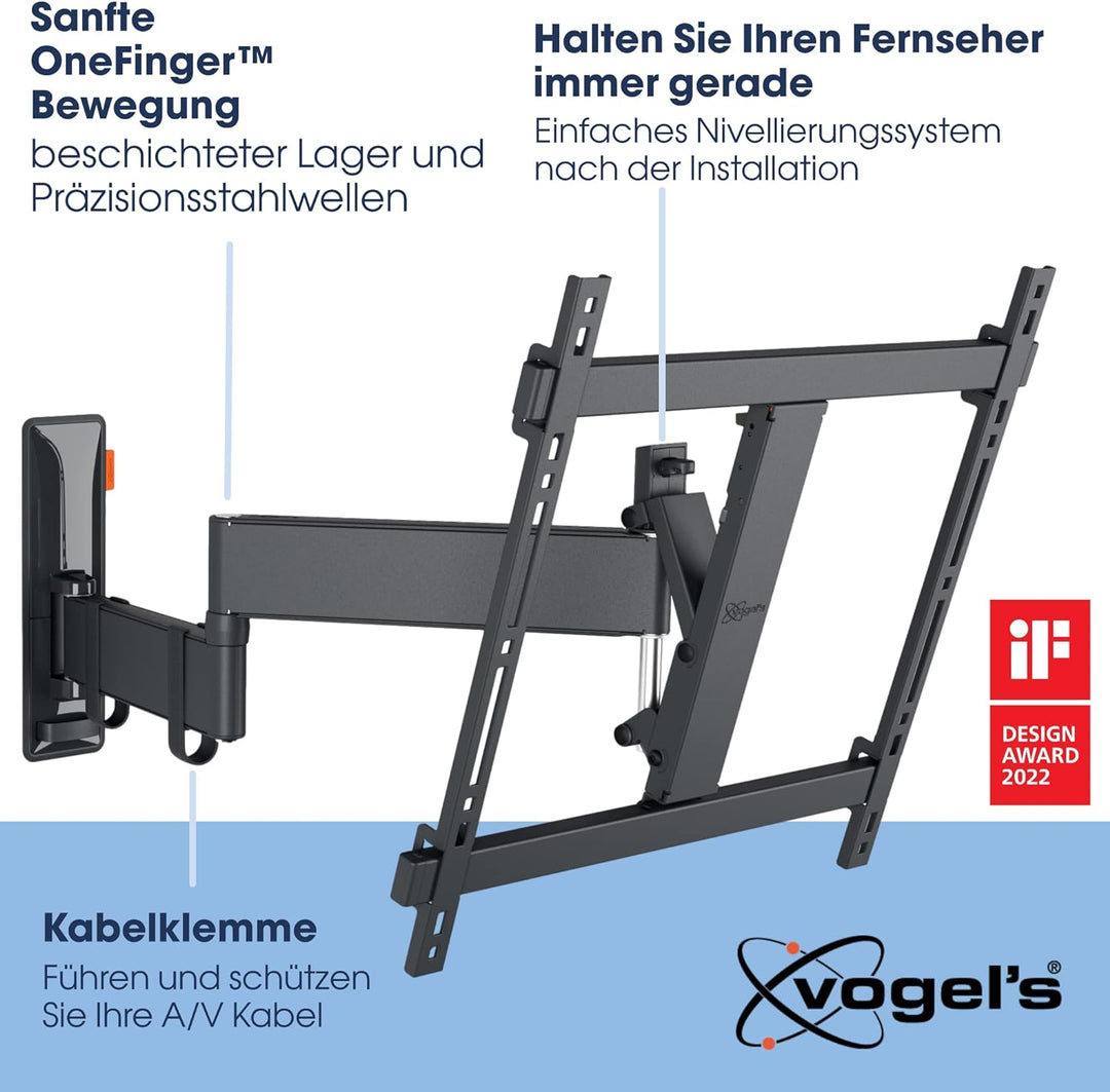 Vogel's Comfort TVM 3445 Hochwertige Schwenkbare TV-Wandhalterung für 32-65 Zoll Fernseher | Bis 25
