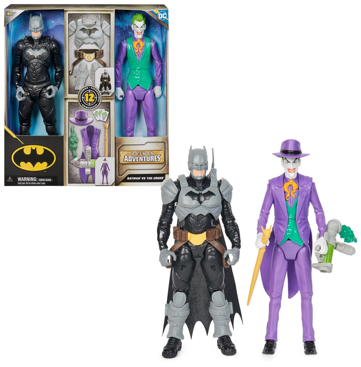 DC Batman Adventures Batman vs The Joker Action-Figuren Set, 30 cm - 2 voll bewegliche Figuren mit 1