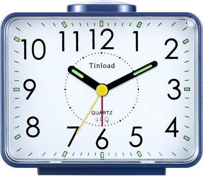 Tinload Analog Seniorenwecker mit Nachtlicht, 4 Zoll grosses Zifferblatt, Tischuhr mit Schlummerfunk