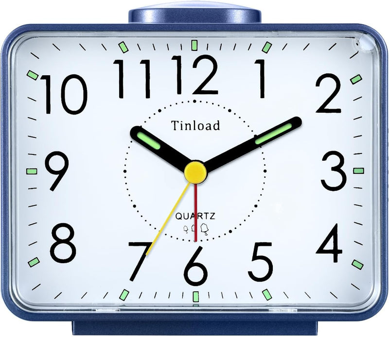 Tinload Analog Seniorenwecker mit Nachtlicht, 4 Zoll grosses Zifferblatt, Tischuhr mit Schlummerfunk