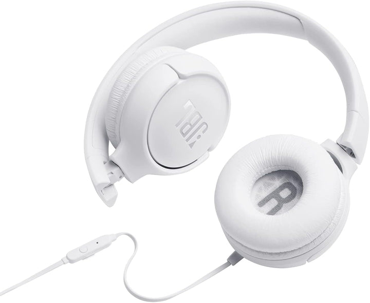 JBL Tune 500 On-Ear Kopfhörer mit Kabel in Weiss – Ohrhörer mit 1-Tasten-Fernbedienung, integriertem