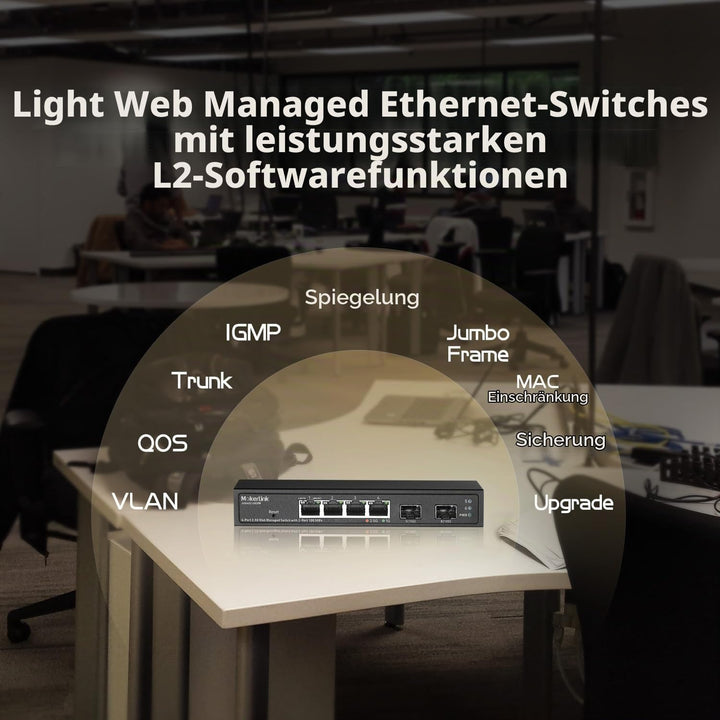 MokerLink 4 Port 2.5G Managed Switch mit 2 Port 10G SFP+ Slot, 4 x 2.5Gigabit Base-T Ports kompatibe