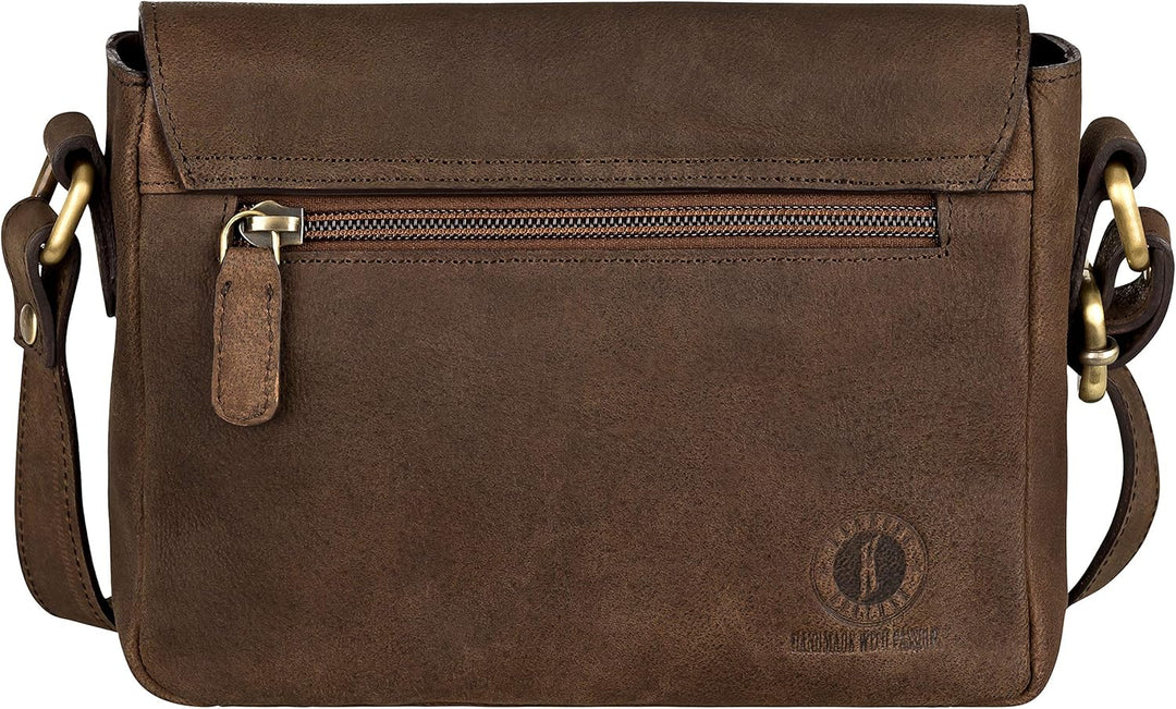Klondike Taylor Kleine Schultertasche aus Leder für Damen, Tasche Damentasche Handtasche Dunkelbraun