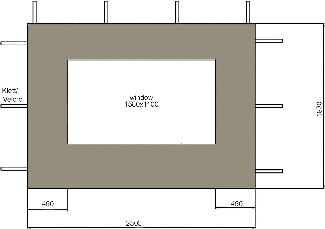 QUICK STAR Set Ersatzdach und 2 Seitenteile für Garten Pavillon 3x3m Grau RAL 7012 Antik Pavillondac