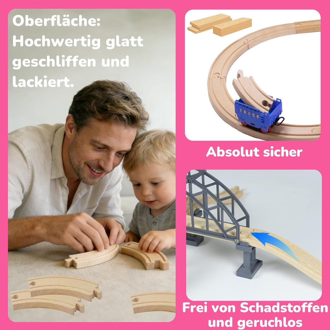 Holzeisenbahn Zubehör, Holz Eisenbahn Brückenspielzeug, Holz Eisenbahn Kinder Zug Spielzeug, Kompati