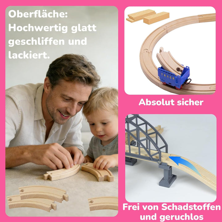 Holzeisenbahn Zubehör, Holz Eisenbahn Brückenspielzeug, Holz Eisenbahn Kinder Zug Spielzeug, Kompati