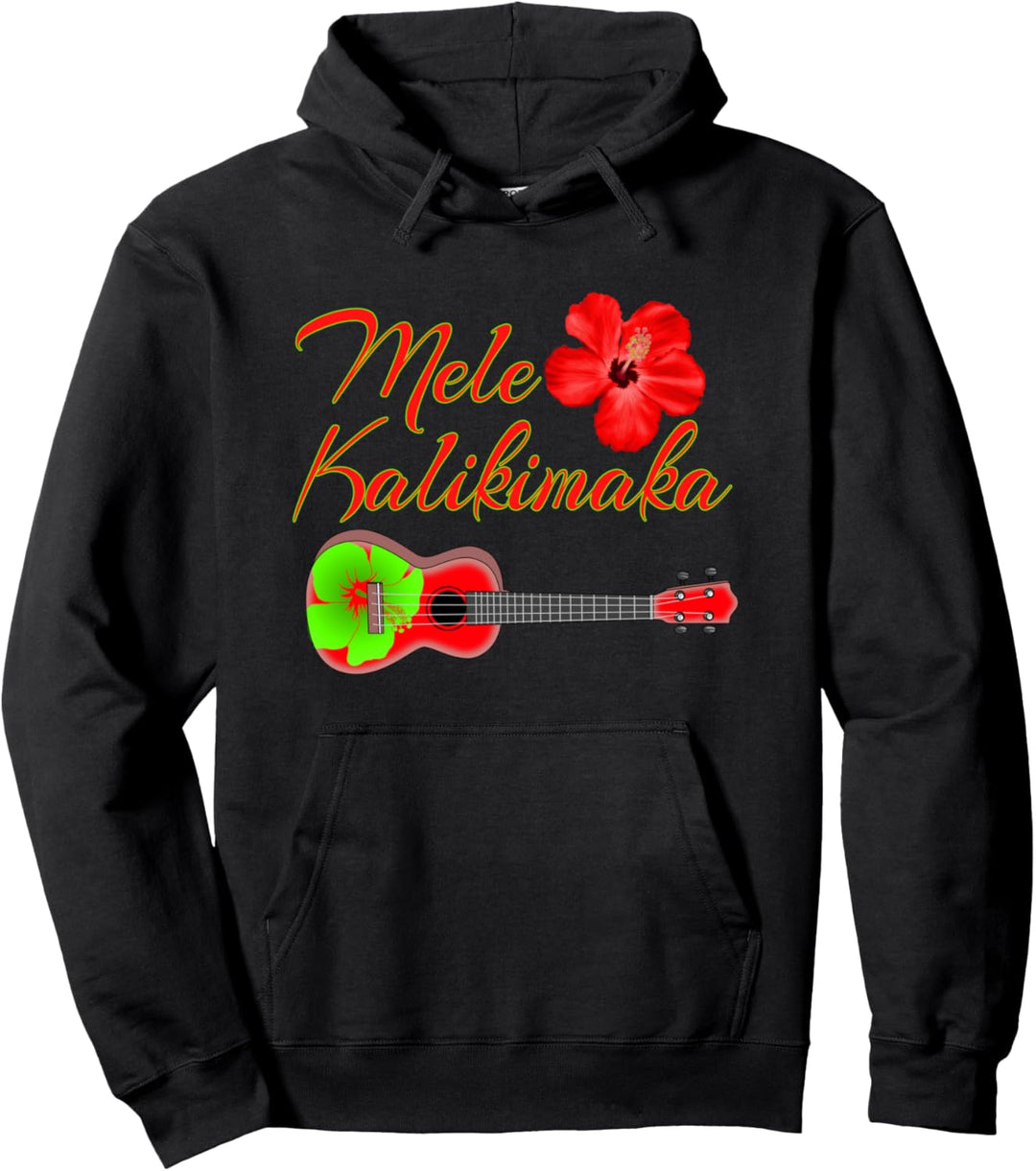 Mele Kalikimaka Hawaii-Ukulele Pullover Hoodie
