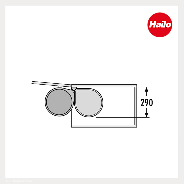 Hailo Abfallsammler 3515011 | Mono Schwenkeimer 15 Liter | Einbau ab 40 cm Unterschrank mit Drehtür