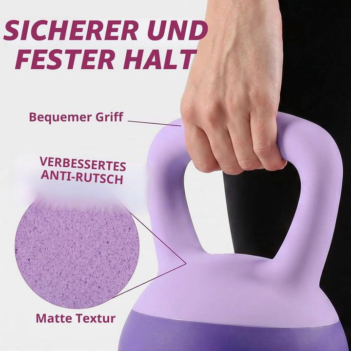 Soft Kettlebell 4-12kg - Bodenschonend und Leise, Eisensand-Kugelhantel mit ergonomischem Griff für